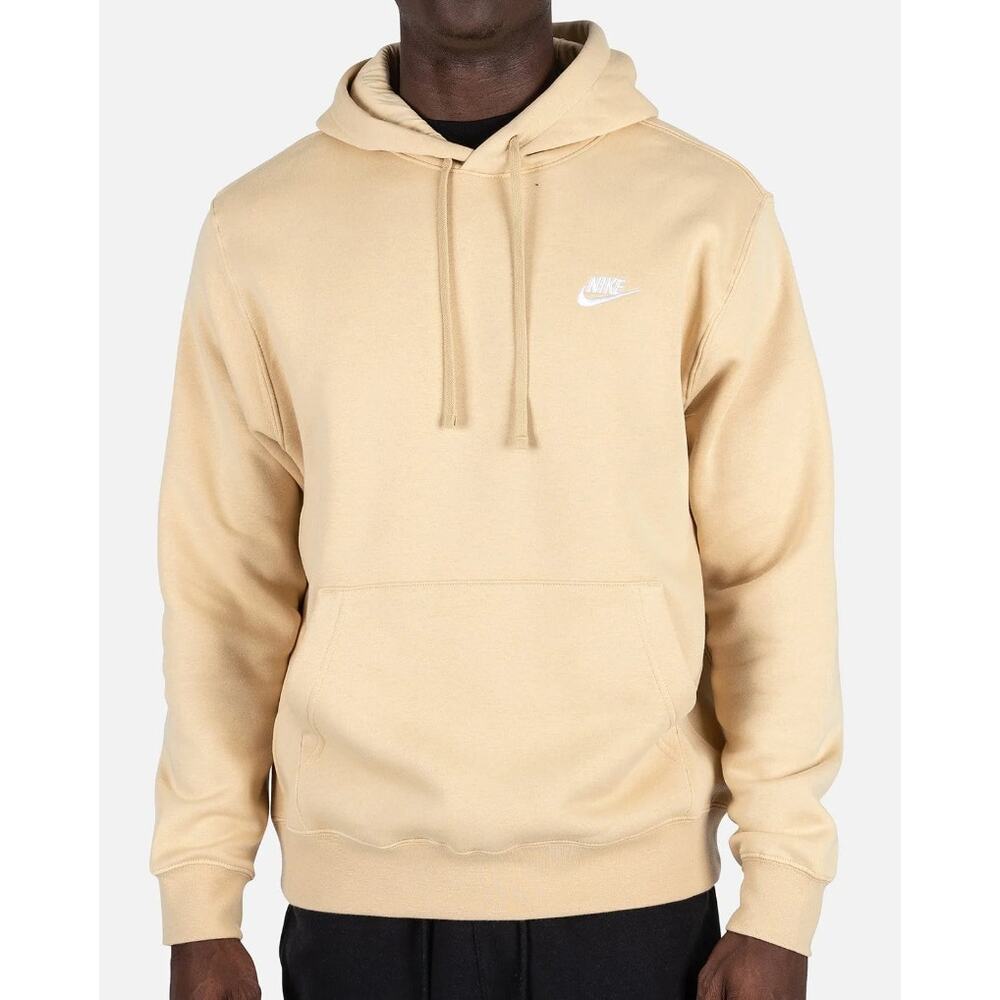 Nike NSW Club Fleece Pullover Hoodie in Gold / Beige